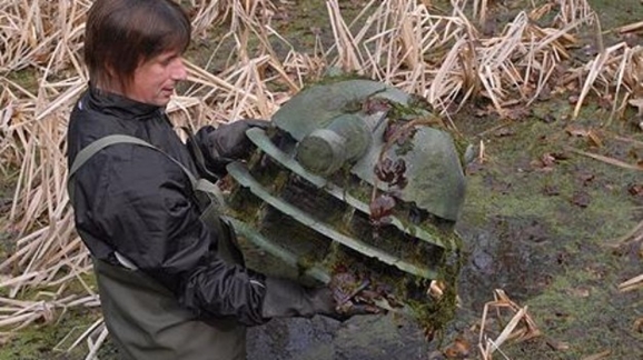 Dalek lurking in a muddy pond in UK