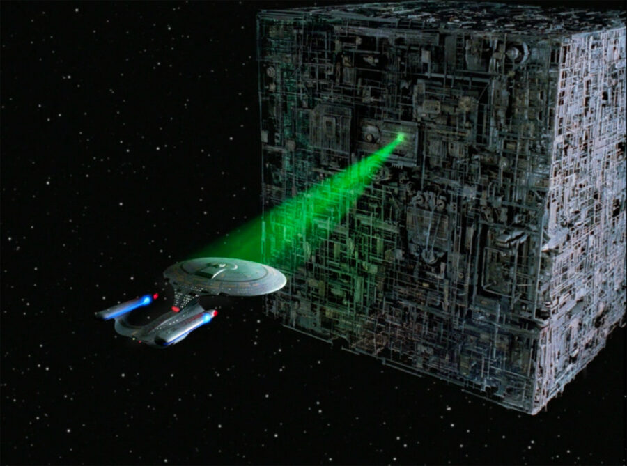 Enterprise and Borg Cube