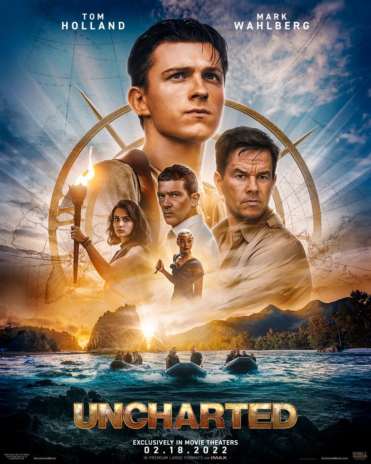 tom holland mark wahlberg uncharted poster