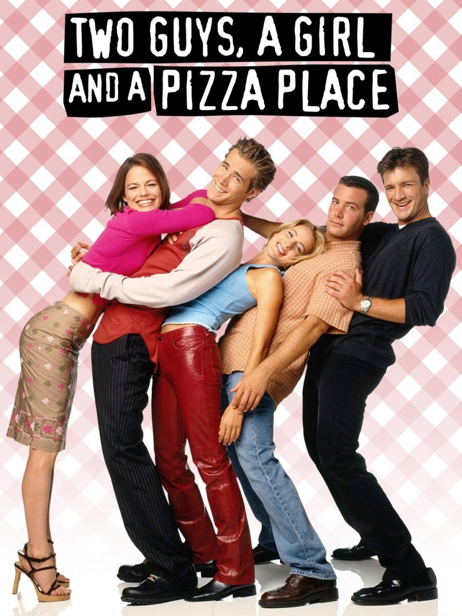 two guys a girl and a pizza place