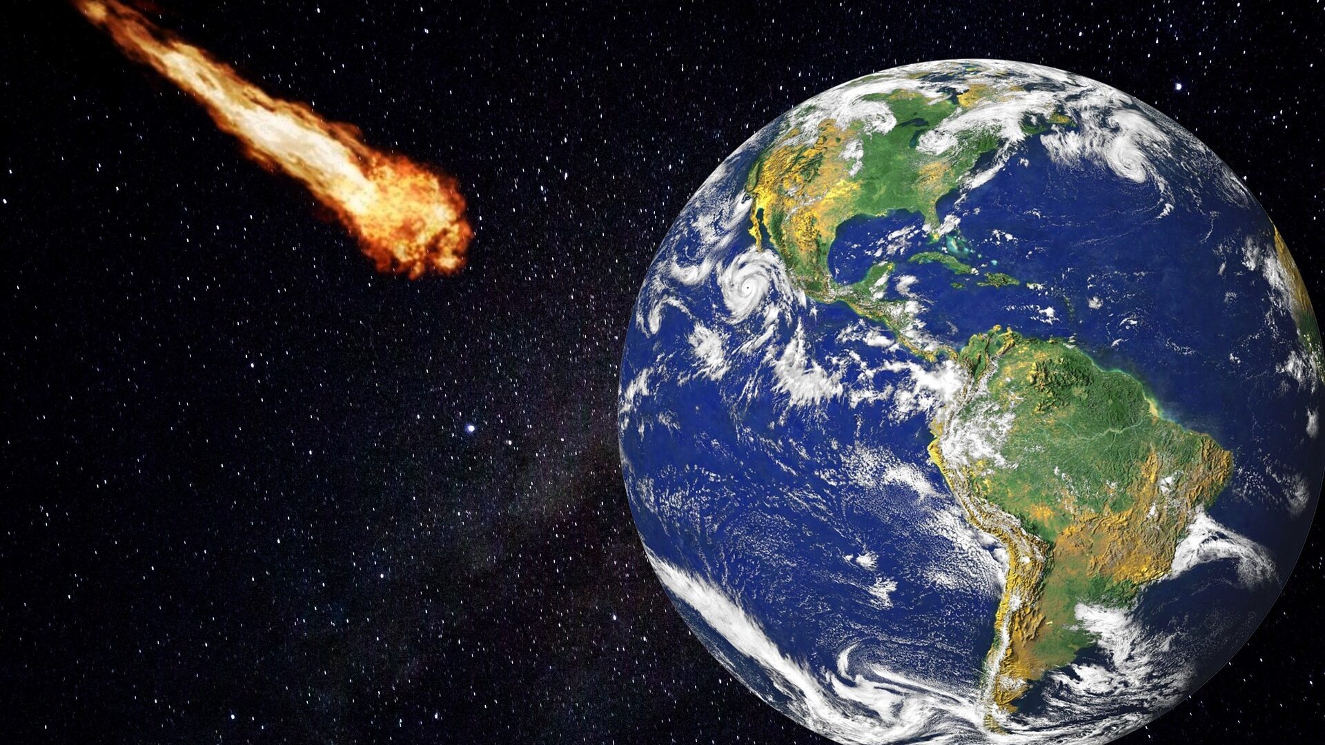 一颗巨大的小行星向地球飞去
