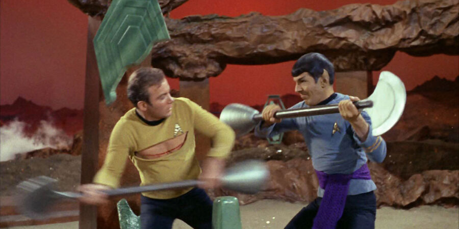 Kirk and Spock fight