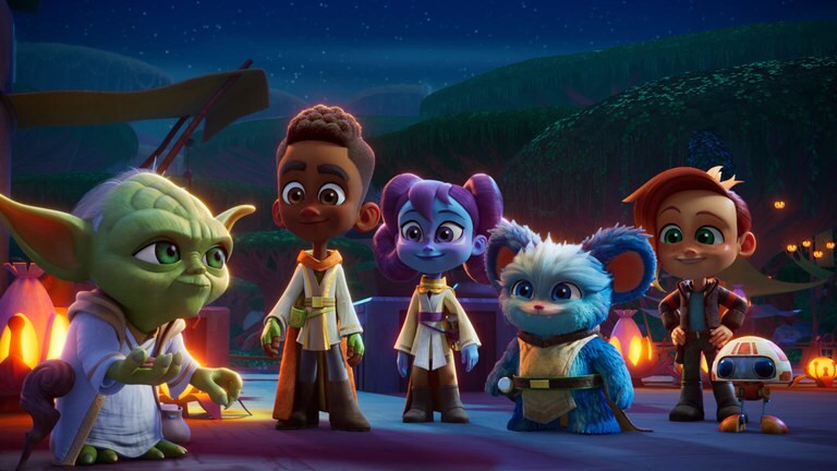 Yoda e o resto do elenco em Young Jedi Adventures