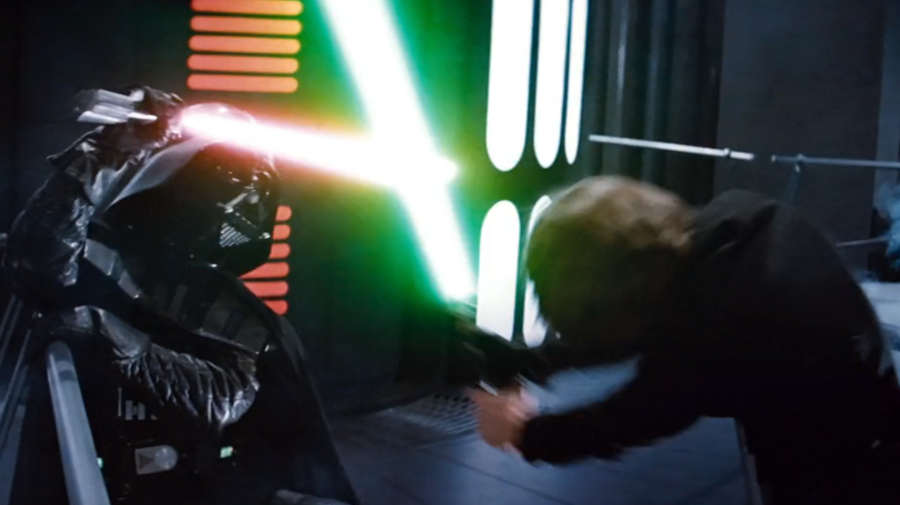 Luke overwhelms Darth Vader