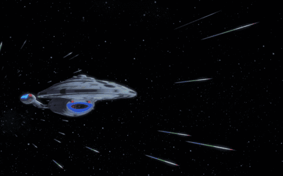 USS Voyager at warp