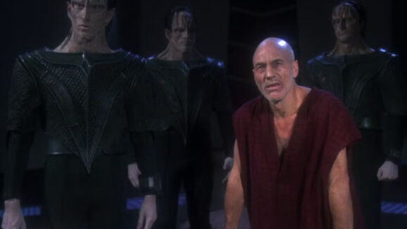 Patrick Stewart as Captain Jean-Luc Picard in the Star Trek: The Next Generation episode "Chain of Command"