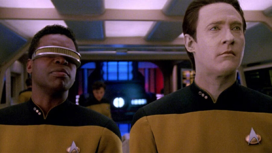 Geordi and Data on Star Trek: The Next Generation