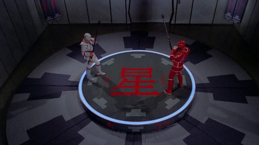 Commander Riker faces off against his father in an Ambo Jitsu match